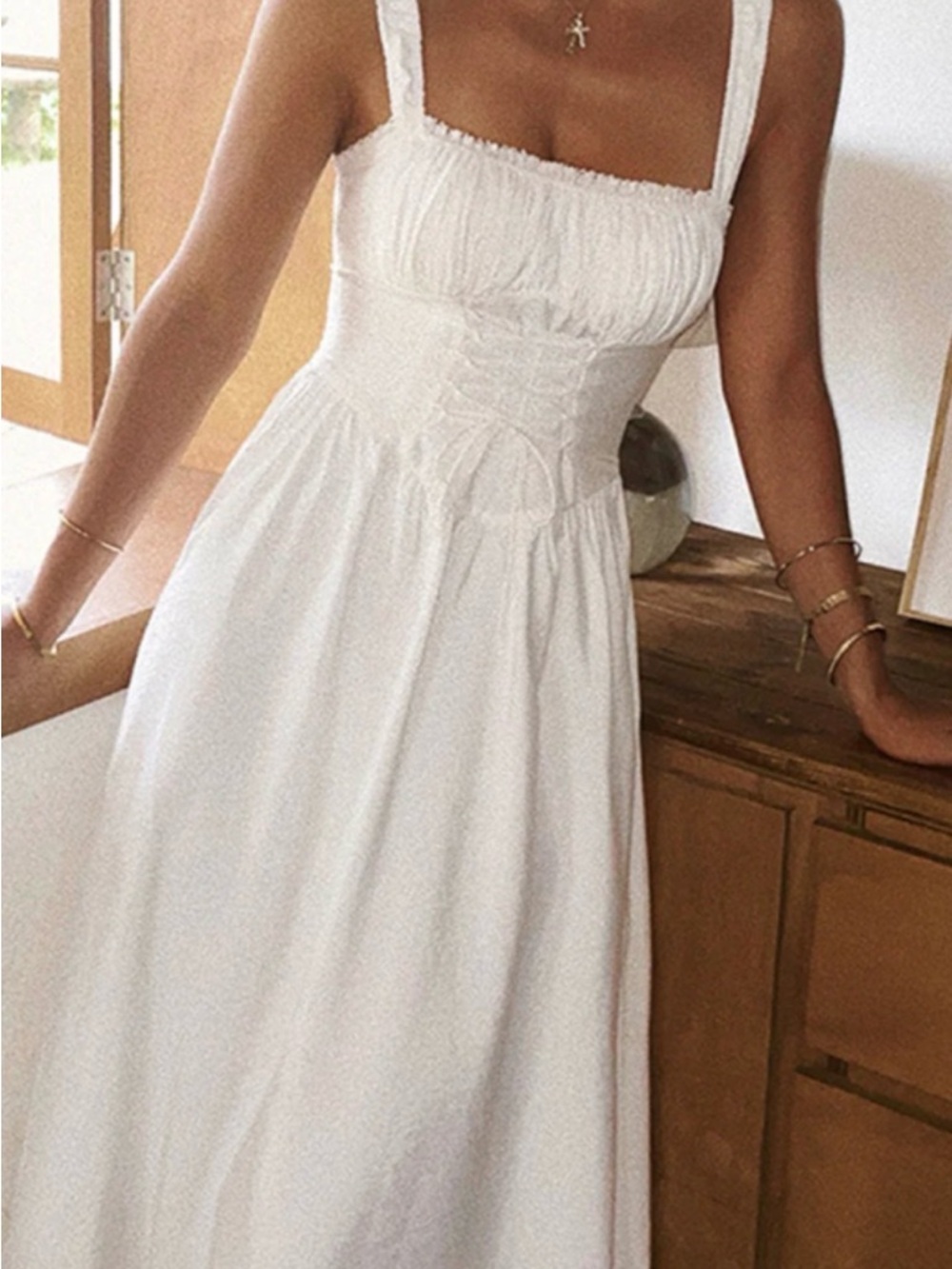 Commense-NWT White Cottagecore-Coastal Cowgirl Dress